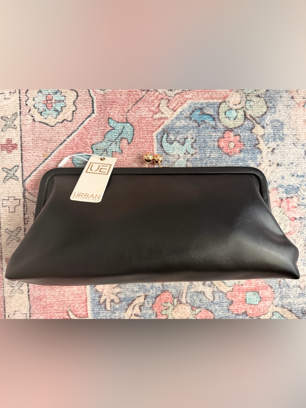 NWT Urban Expressions Black Kiss-Lock Clutch Bag. Sold out on line! - Picture 4 of 8